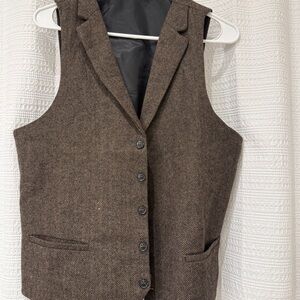 Brown Herringbone Vest